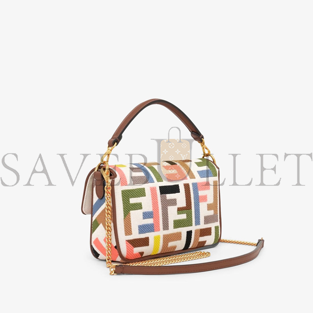 FENDI BAGUETTE MINI CANVAS BAG WITH MULTICOLOUR FF EMBROIDERY 8BS017ANH4F1PJ4 (20*13*5cm) FENDI BAGUETTE MINI CANVAS BAG WITH MULTICOLOUR FF EMBROIDERY 8BS017ANH4F1PJ4 (20*13*5cm)